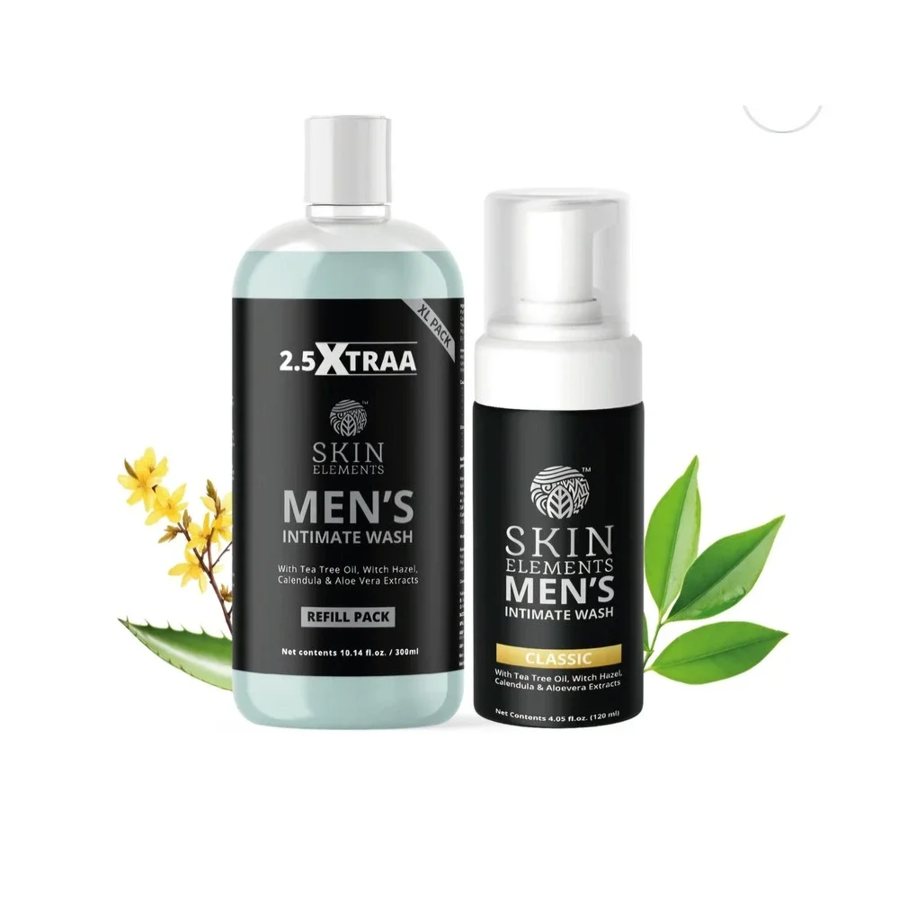 Skin Elements Mens Intimate Wash XL Pack 420ml Foaming Wash and Refill Kit New